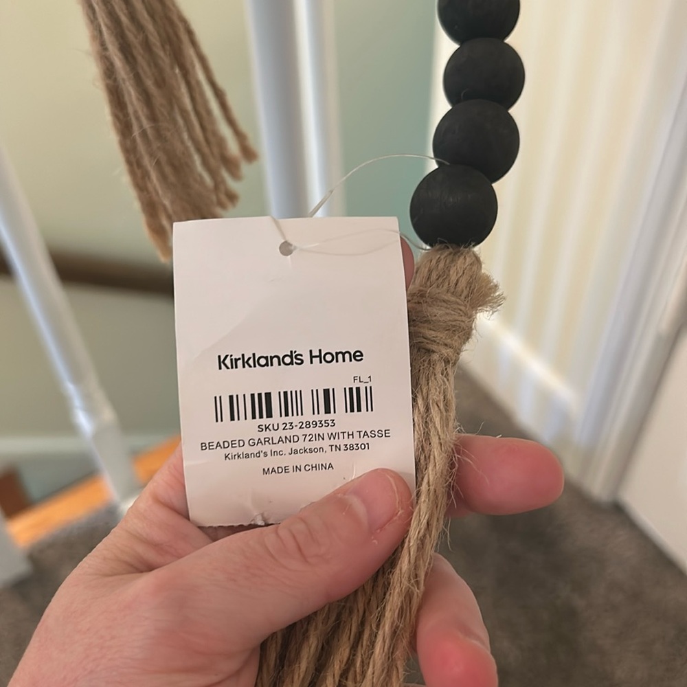 🍉3/$25 Garland 2 Black: Kirkland’s Home Beaded Garland with Tassels NWT! - Picture 4 of 8